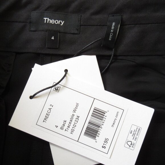 NWT Theory Treeca in Black Traceable Wool Stretch Ankle Pants 4 - Picture 3 of 4